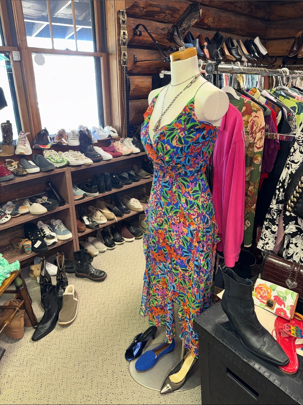 💙Gorgeous SALONI 2 Floral Multicolor Spaghetti Silk Strap Dress